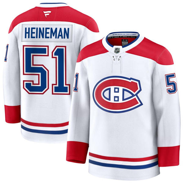 Mens Montreal Canadiens #51 Emil Heineman Fanatics White Away Jersey